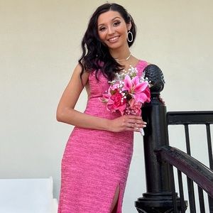 Jovani prom dress. Altered to 00 but can stretch a little. Pink. Mesh sides